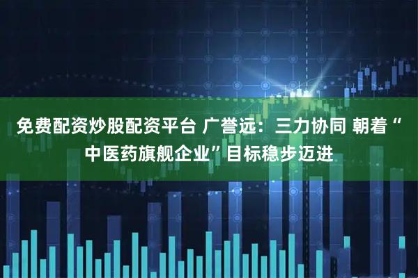 免费配资炒股配资平台 广誉远：三力协同 朝着“中医药旗舰企业”目标稳步迈进