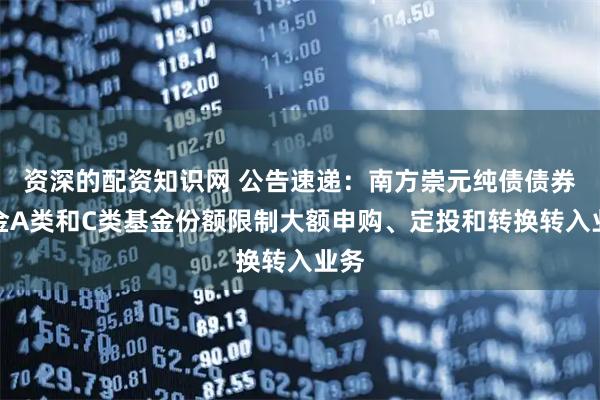 资深的配资知识网 公告速递：南方崇元纯债债券基金A类和C类基金份额限制大额申购、定投和转换转入业务